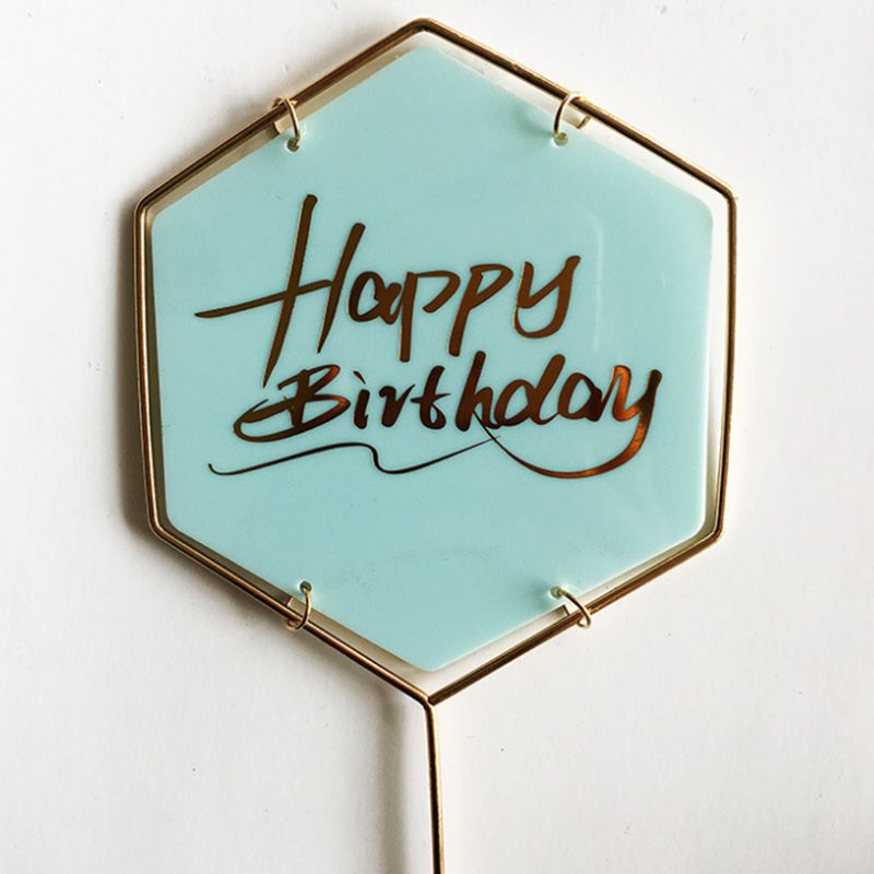 Brain Giggles - Happy Birthday Hexagon Shape Acrylic Cake Topper