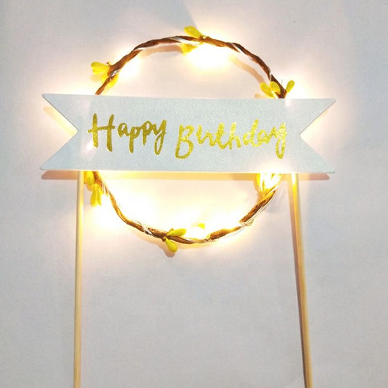 برين جيغلز- زينة كيك علوية Happy Birthday ضوء LED