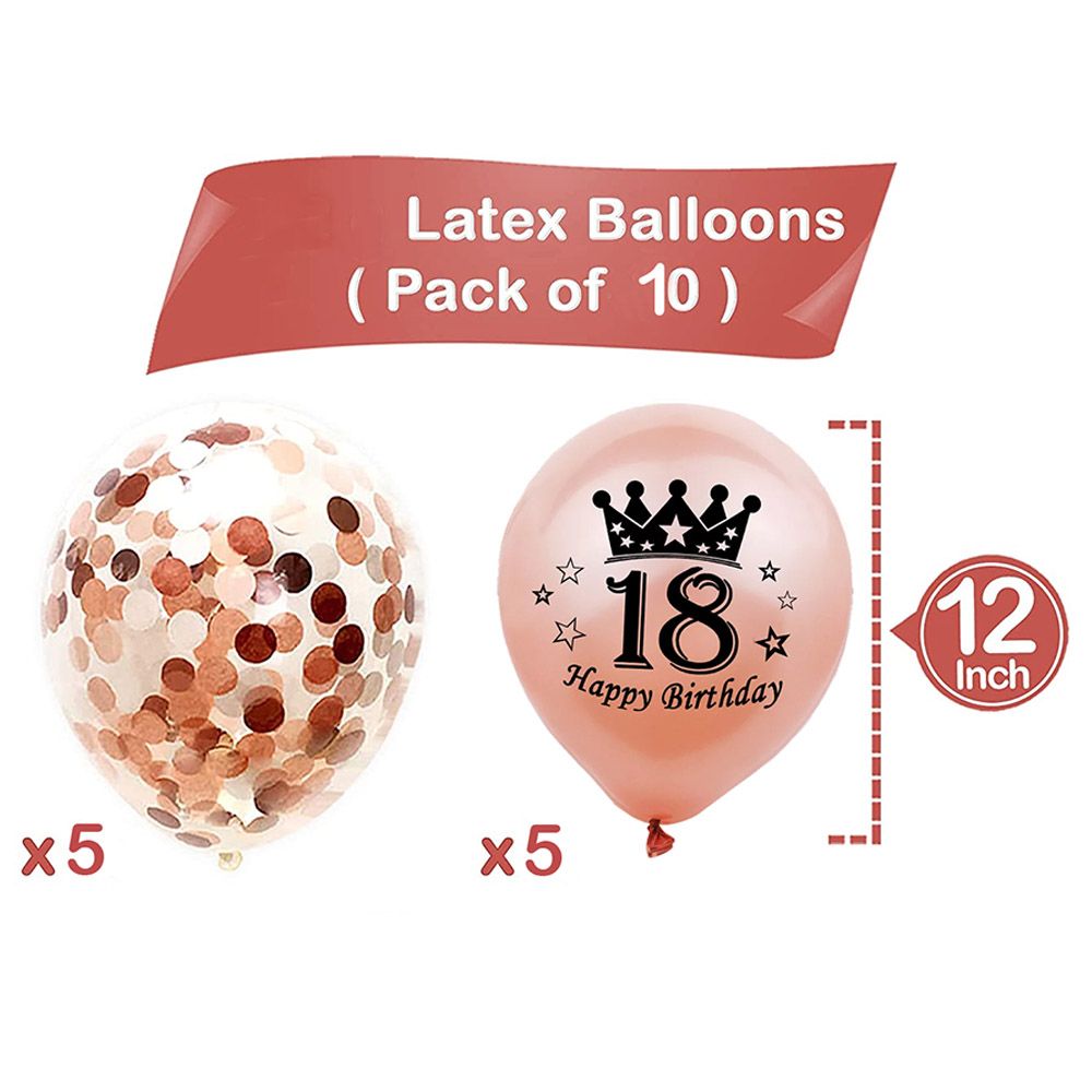 Brain Giggles - 18th Happy Birthday Balloon Set - 10pcs - Rose Gold