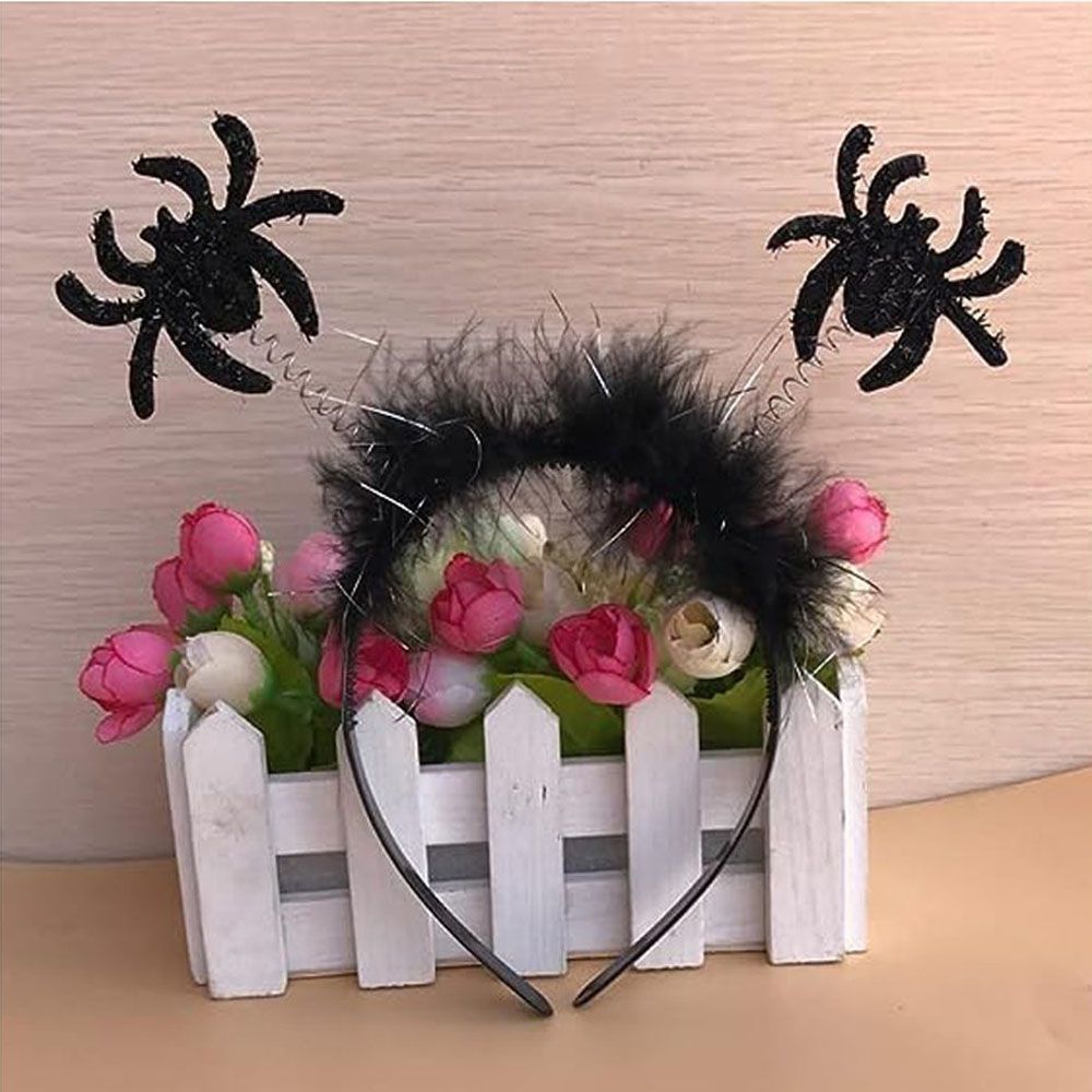 Brain Giggles - Halloween Black Spider Headband - Black