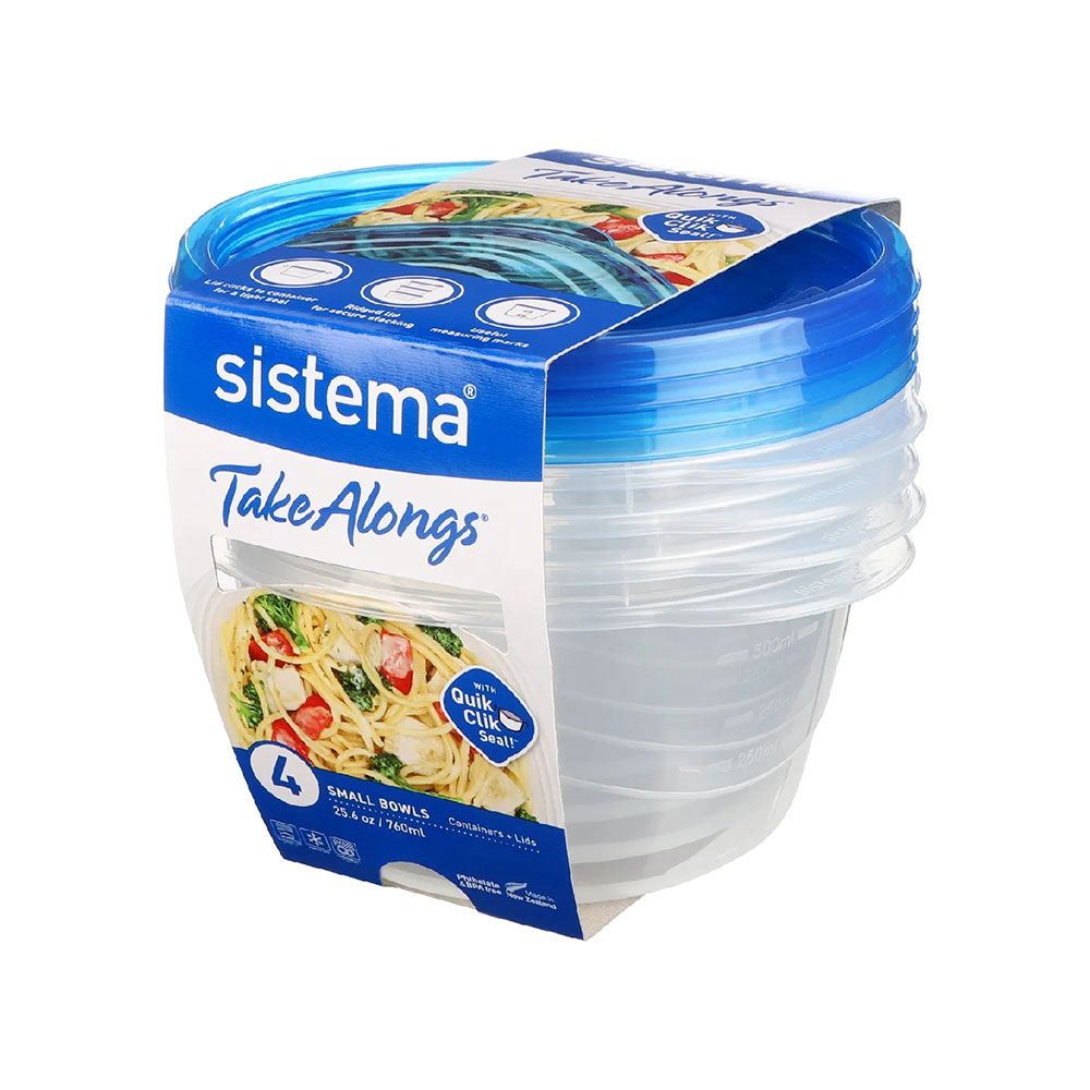 Sistema - Pack of 4 Takealongs Small Bowl - Blue