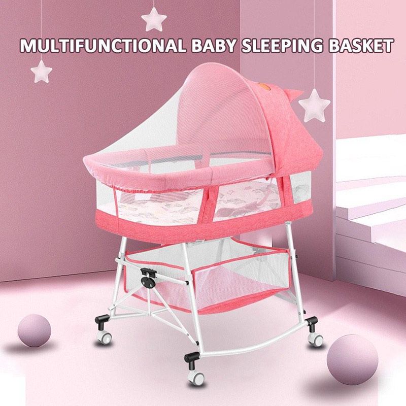 HOCC - 3-in-1 Portable Baby Sleeper Rocking Cradle Bed - Pink