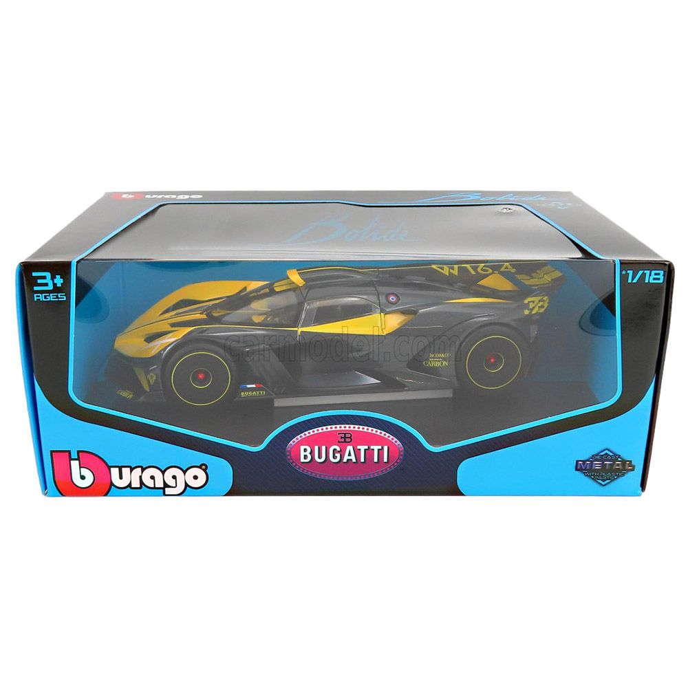 Bburago - 1/18 Bugatti Bolide Diecast Toy Car - Yellow