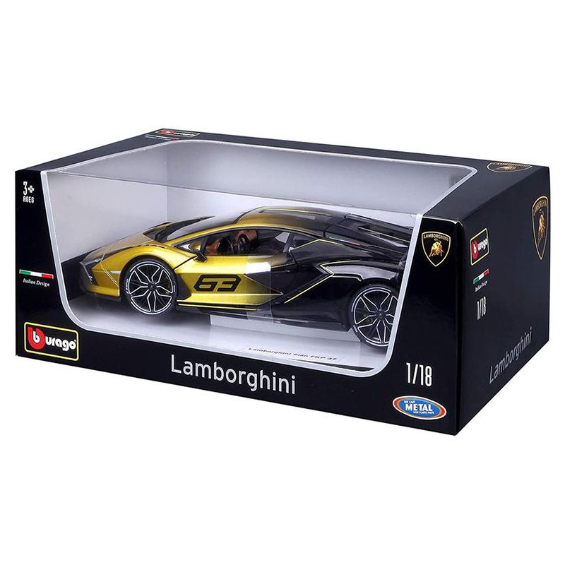 Bburago - 1/18 Lamborghini Sian FKP 37 Diecast Toy Car - Fade Yellow