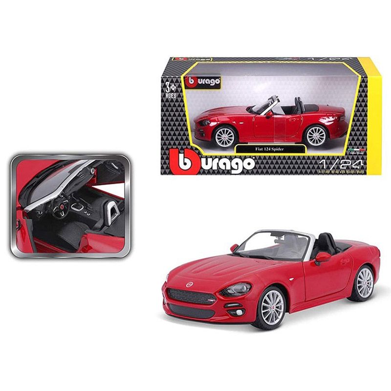 Bburago - 1/24 Fiat 124 Spider Diecast Toy Car - Red