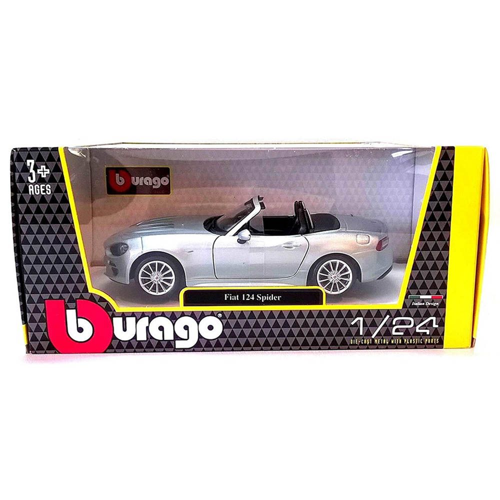 Bburago - 1/24 Fiat 124 Spider Diecast Toy Car - Silver