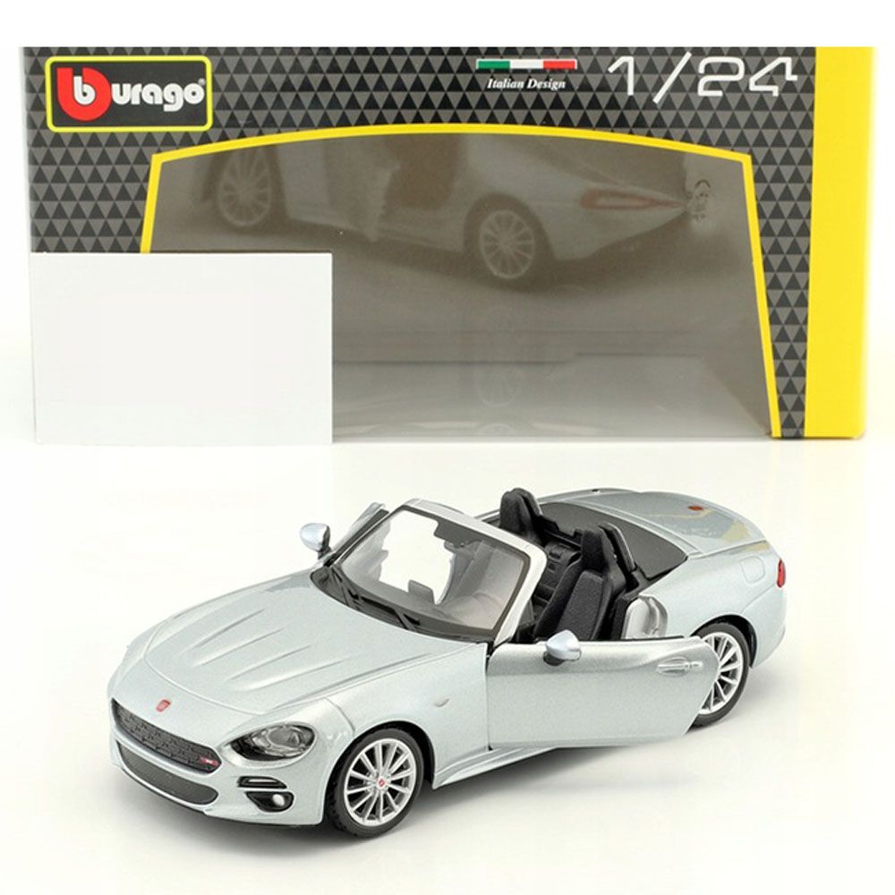 Bburago - 1/24 Fiat 124 Spider Diecast Toy Car - Silver