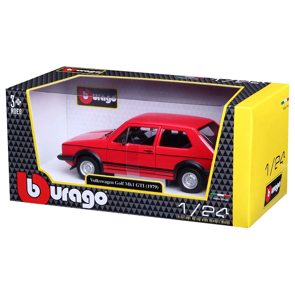 ببوراغو - لعبة سيارة فولكس فاجن غولف MK1 GTI 1979 دايكاست - 1/24 - أحمر