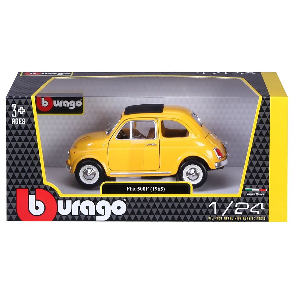 Bburago - 1/24 Fiat 500F Diecast Toy Car - Yellow