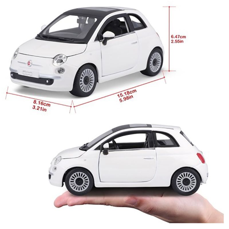 Bburago - 1/24 Fiat 500 Diecast Toy Car - White