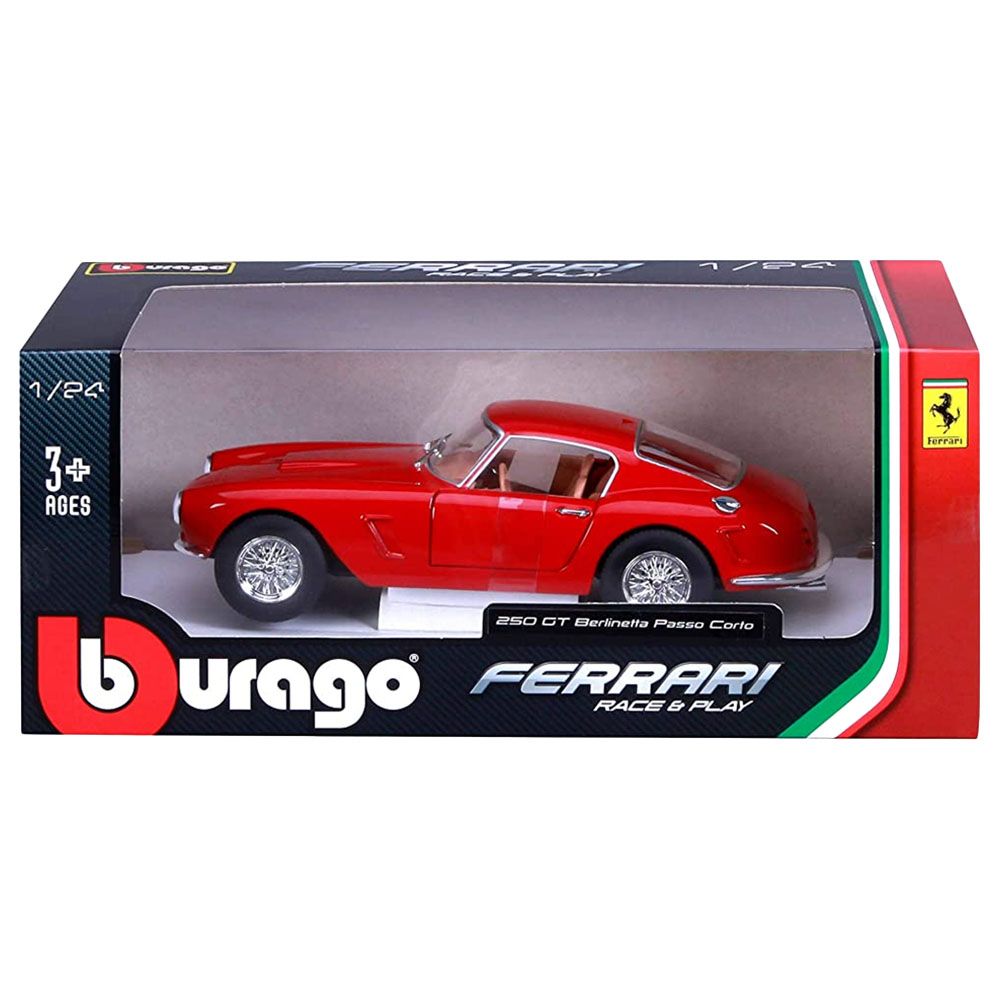 Bburago - 1/24 Ferrari Race & Play Ferrari 250 GT Berlinetta Passo Corto Diecast Car - Red