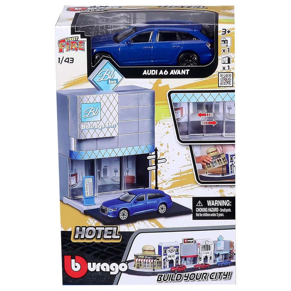 Bburago - 1/43 Street Fire City Hotel Playset w/ Car