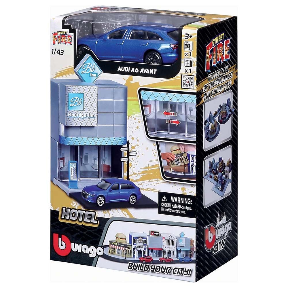 Bburago - 1/43 Street Fire City Hotel Playset w/ Car