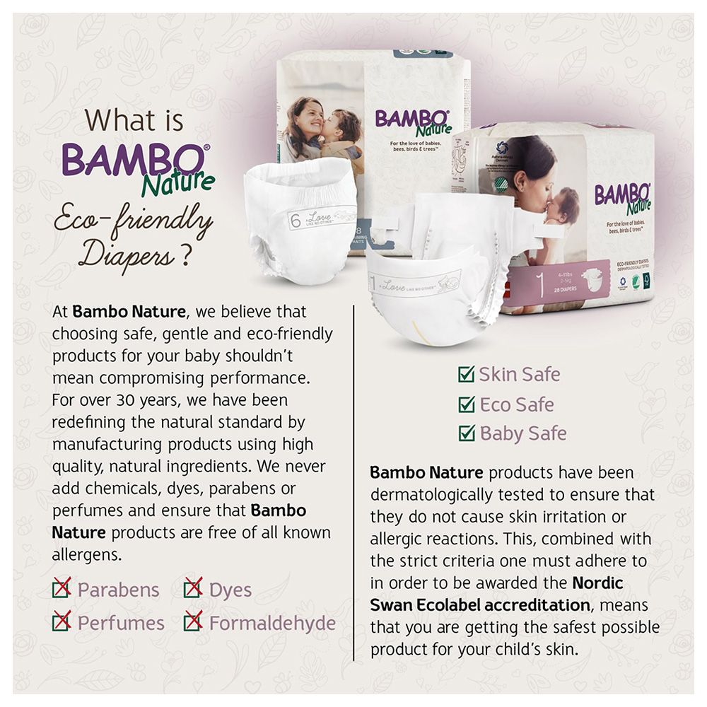 Bambo Nature - Eco Friendly Diapers, Size 2, 3-6kg - 32 Diapers