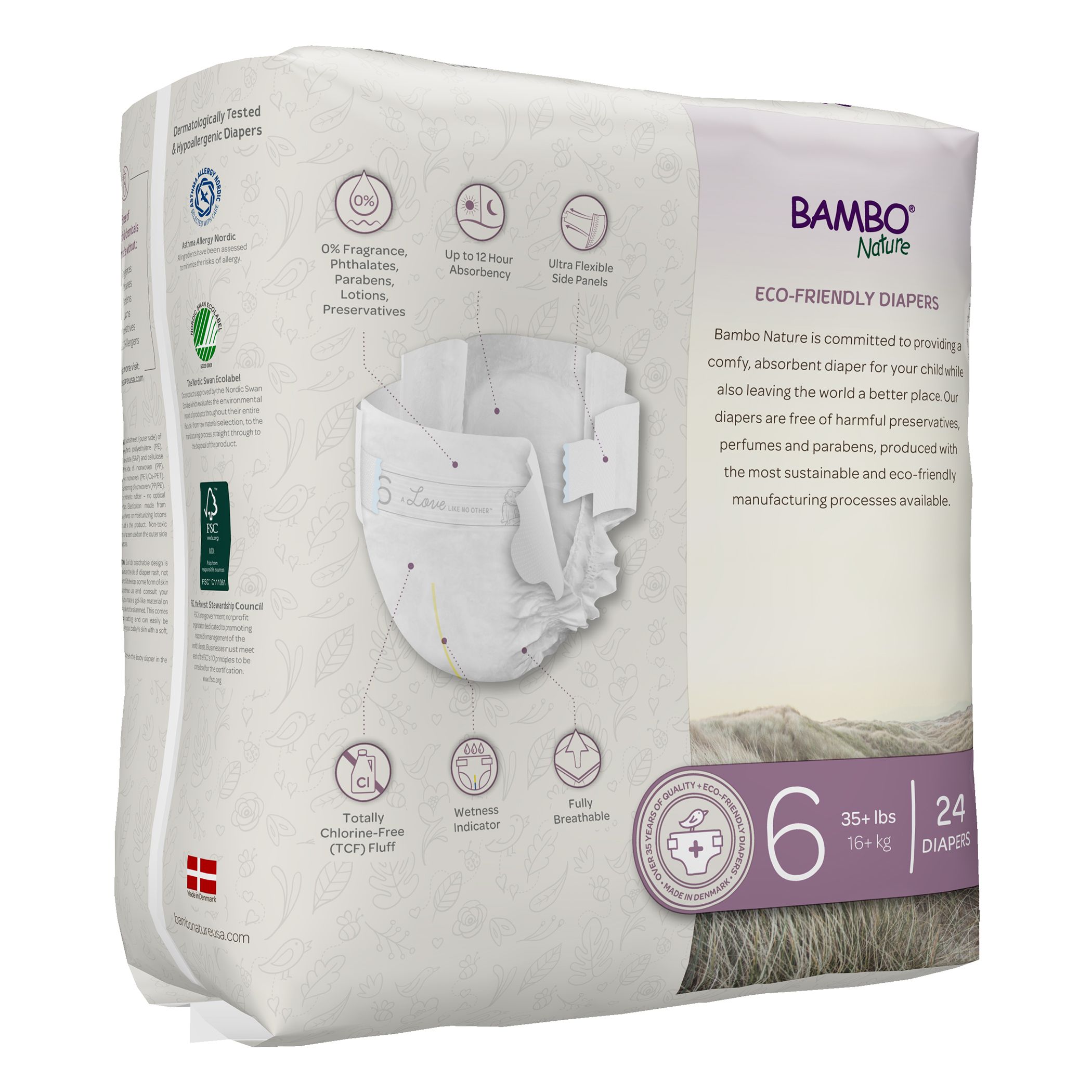 Bambo Nature Eco-Friendly Diapers, Size 6, 16+Kg 24 Diapers