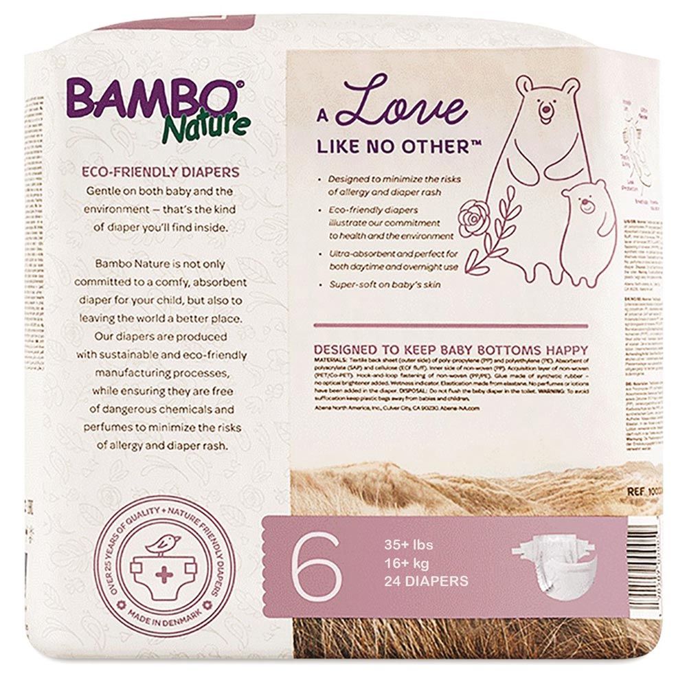 Bambo Nature Eco-Friendly Diapers, Size 6,16+Kg,144 Diapers - Pack of 6