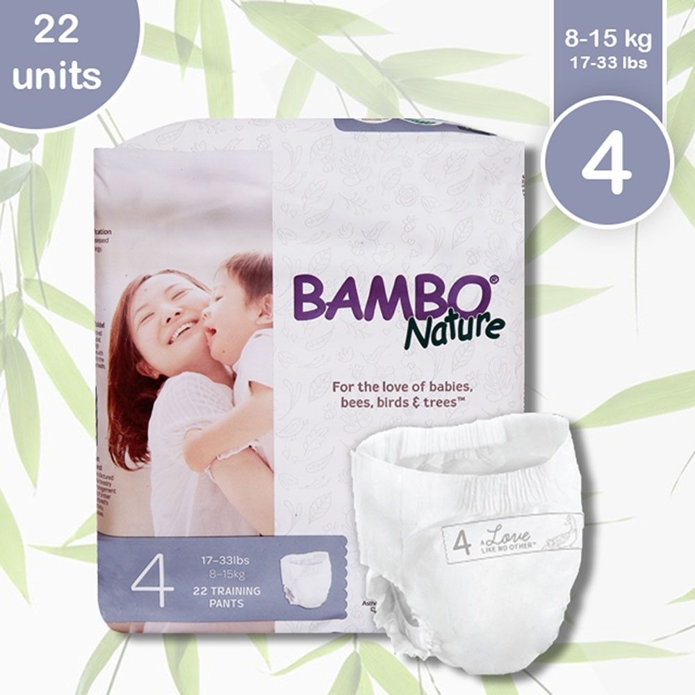 Bambo Nature - Eco-Friendly Diaper Pants, Size 4, 7-14kg 22 Count