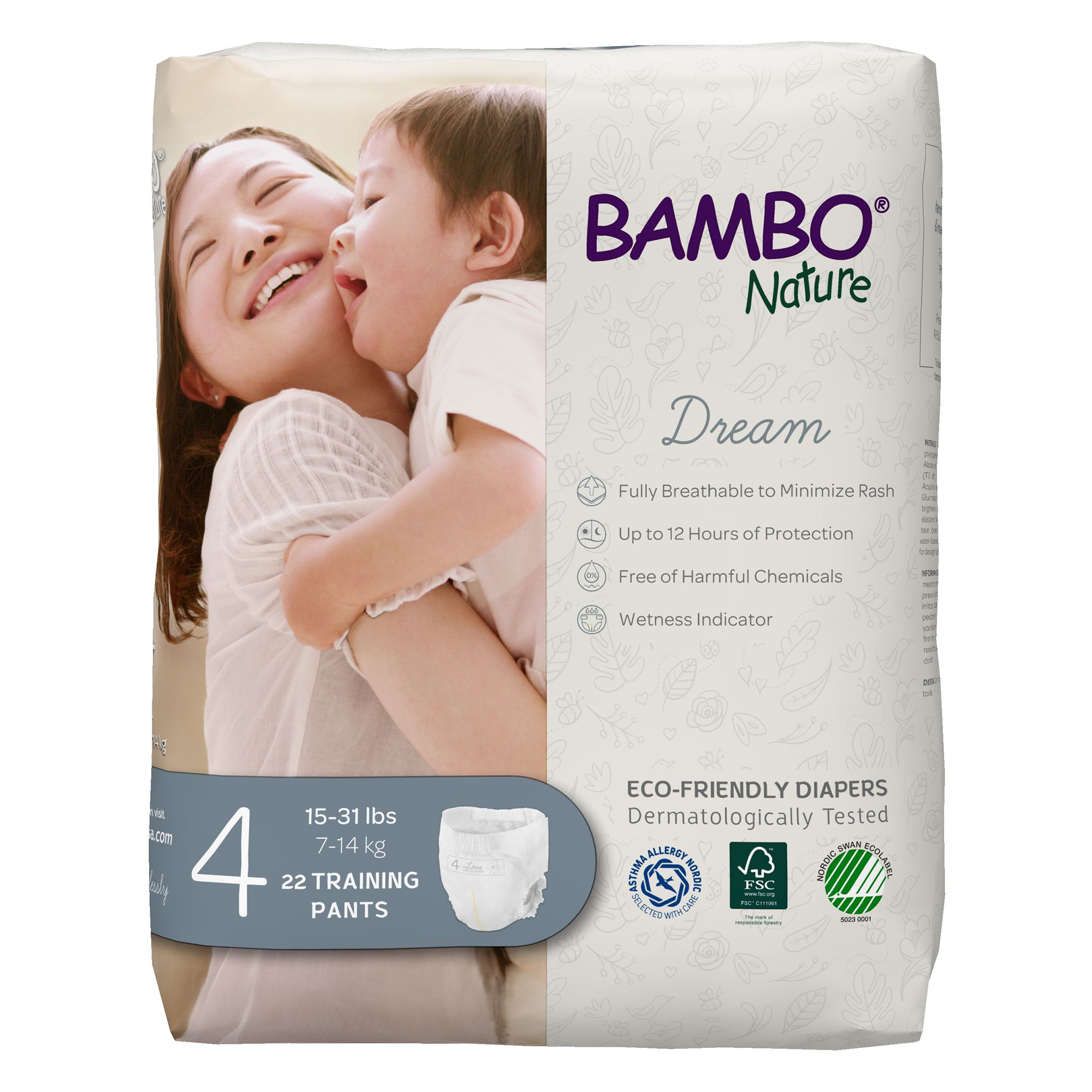 Bambo Nature - Eco-Friendly Diaper Pants, Size 4, 7-14kg 22 Count