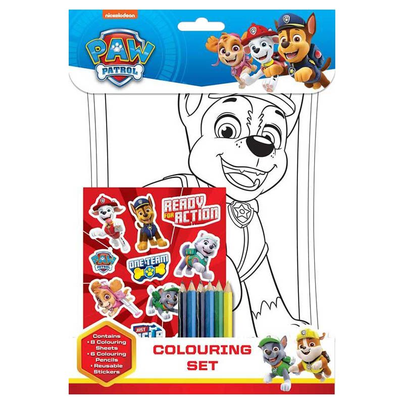 Paw Patrol Colouring And Sticker Set With Reusable Stickers