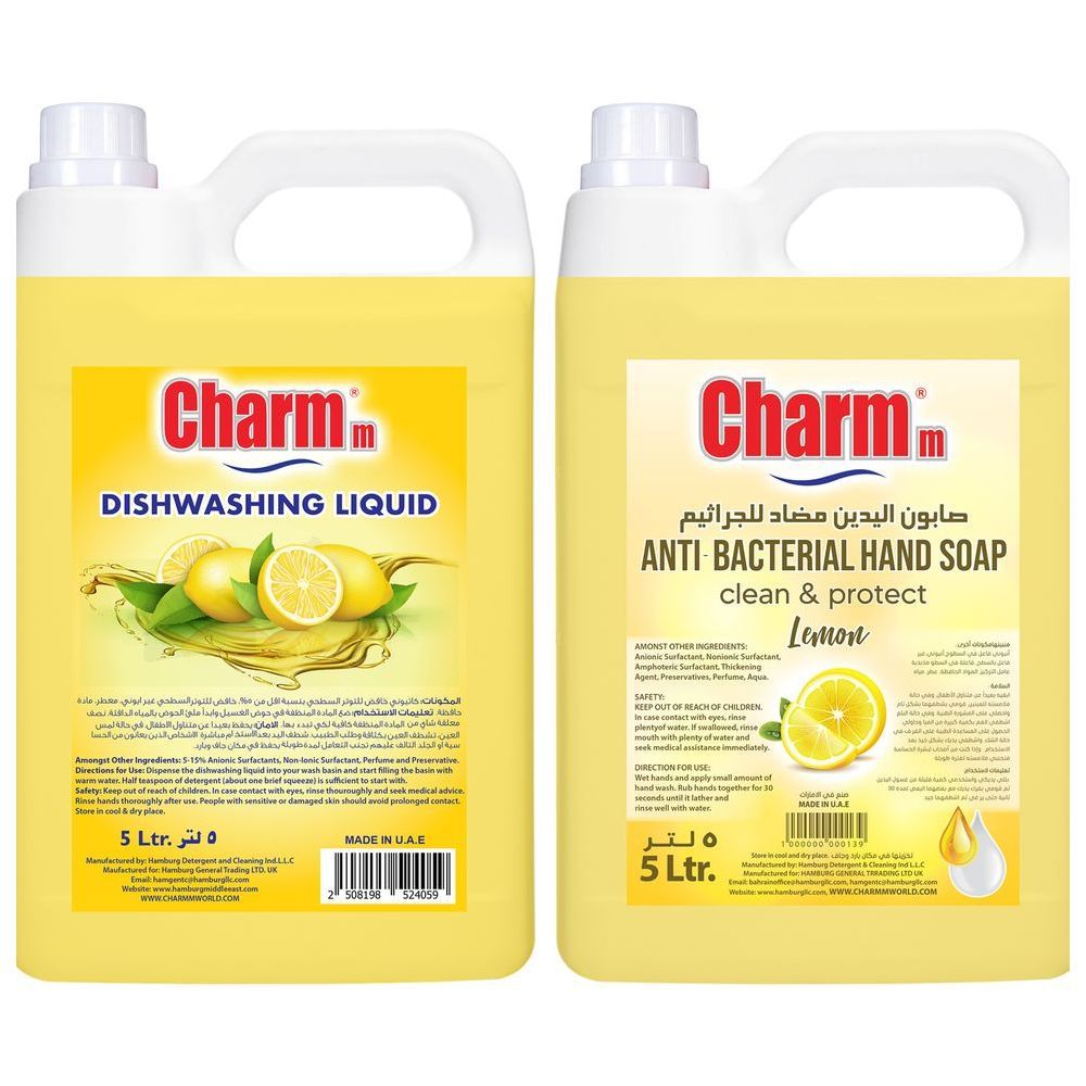 Charmm - Antibacterial Handwash Lemon & Dishwashing Liquid 5L