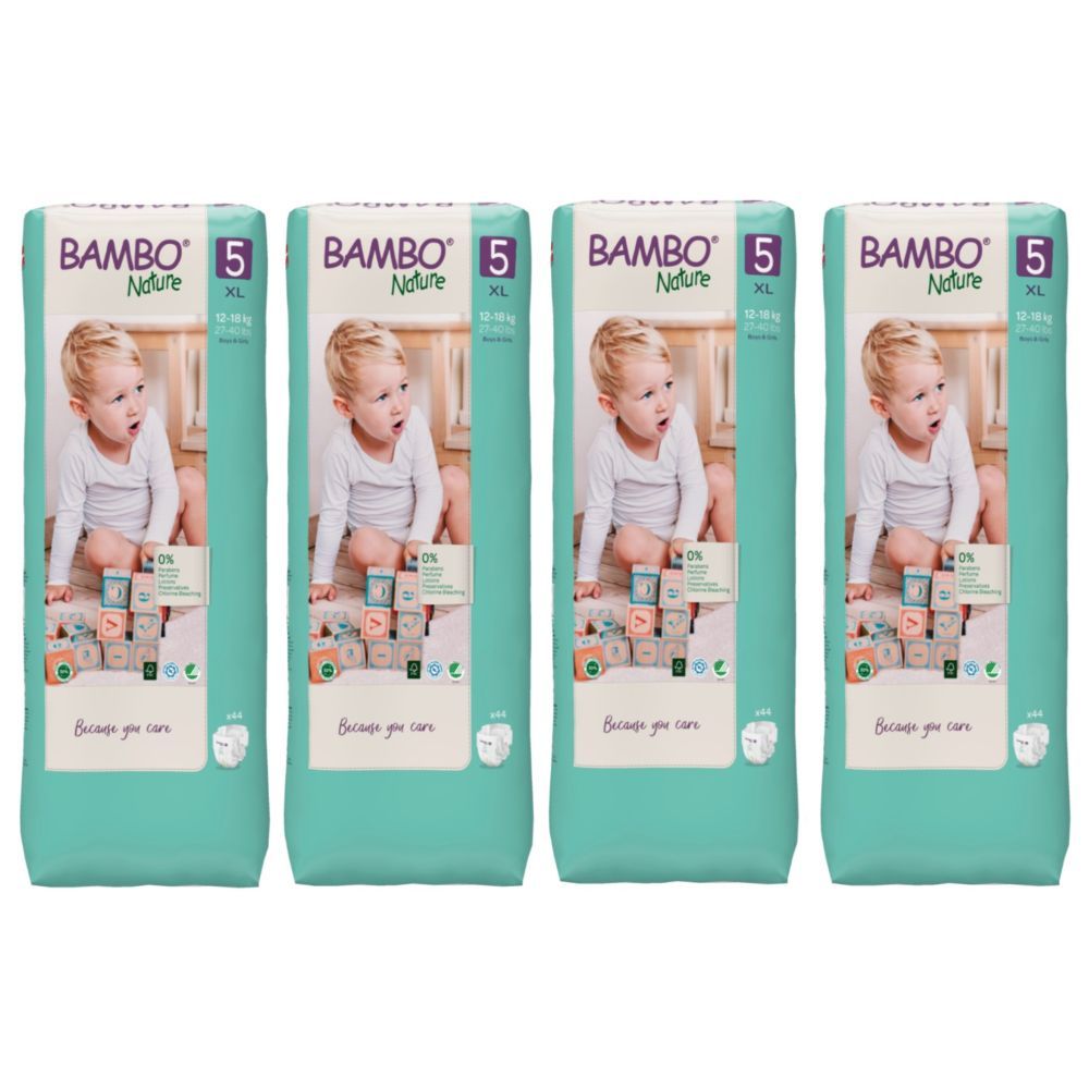 Bambo Nature - Eco-Friendly Diapers, Size 5, 12-18kg 176 pcs,Tall Mega Pack