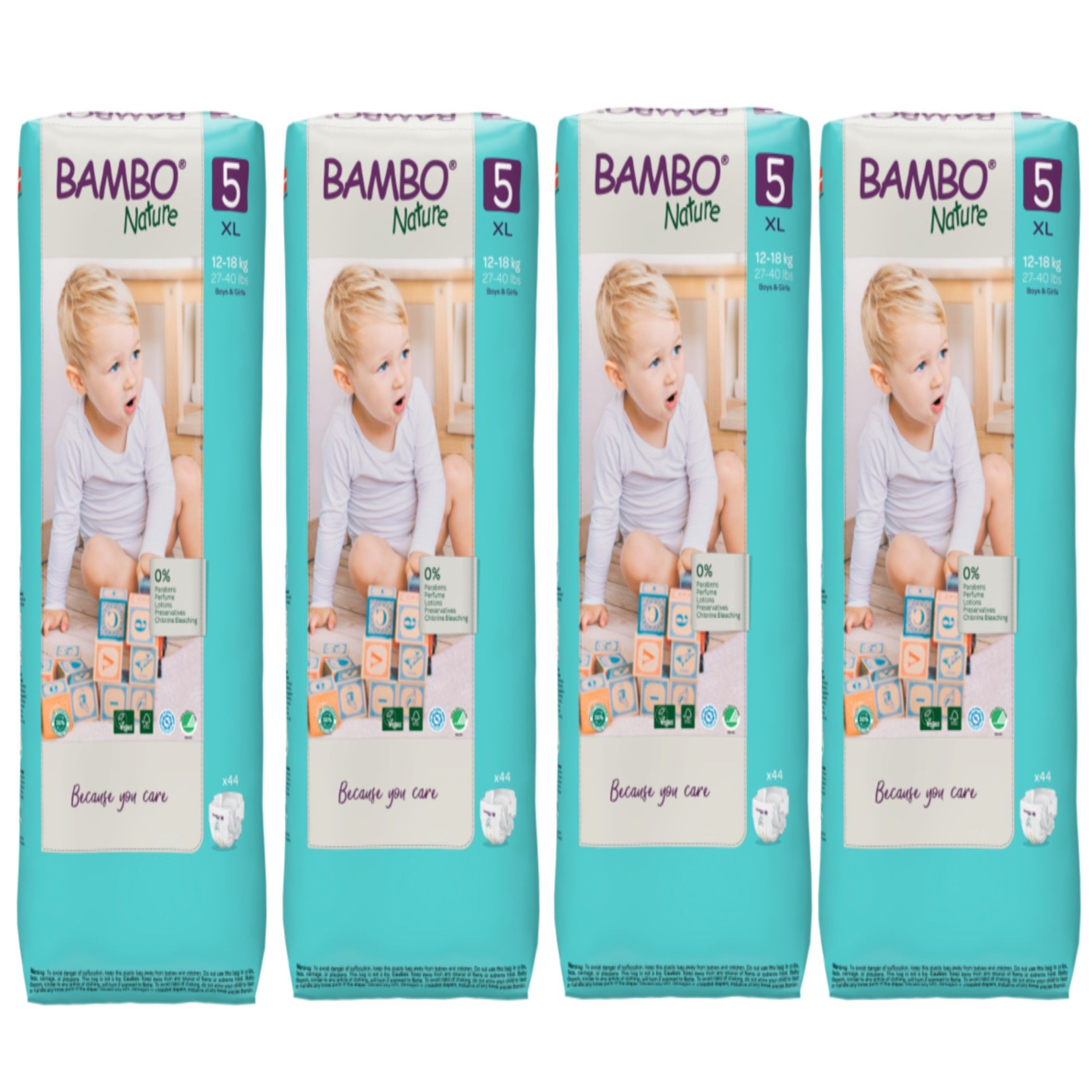 Bambo Nature - Eco-Friendly Diapers, Size 5, 12-18kg 176 pcs,Tall Mega Pack