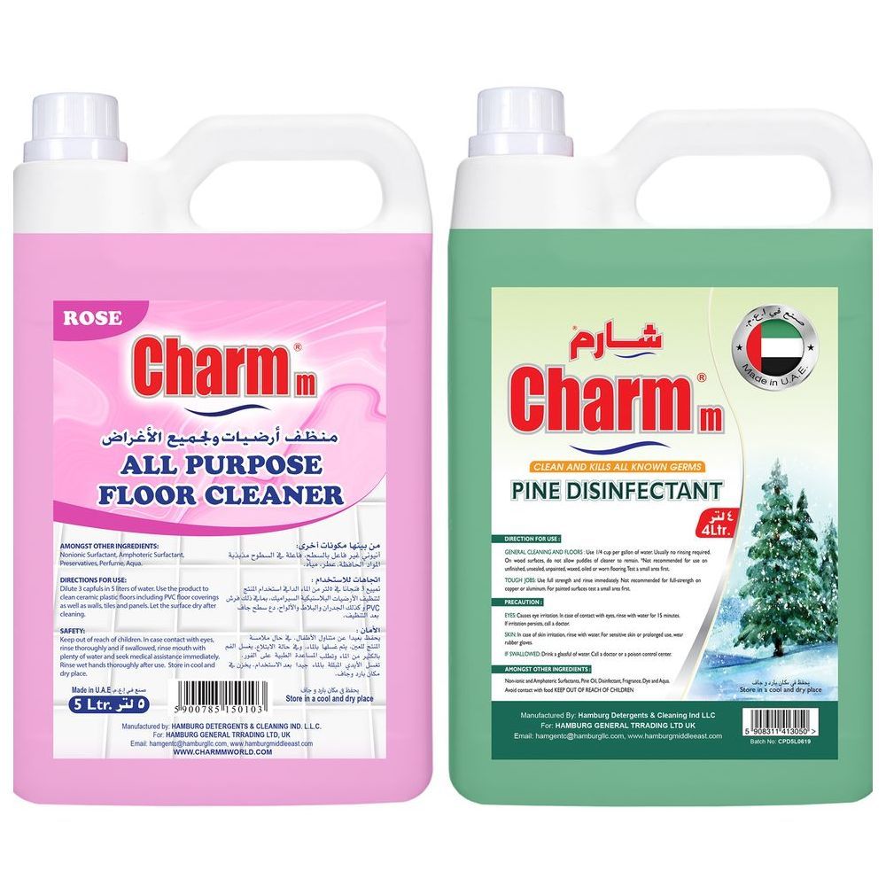 Charmm - Pine Disinfectant 4L+ Charmm Floor Cleaner Rose 5L