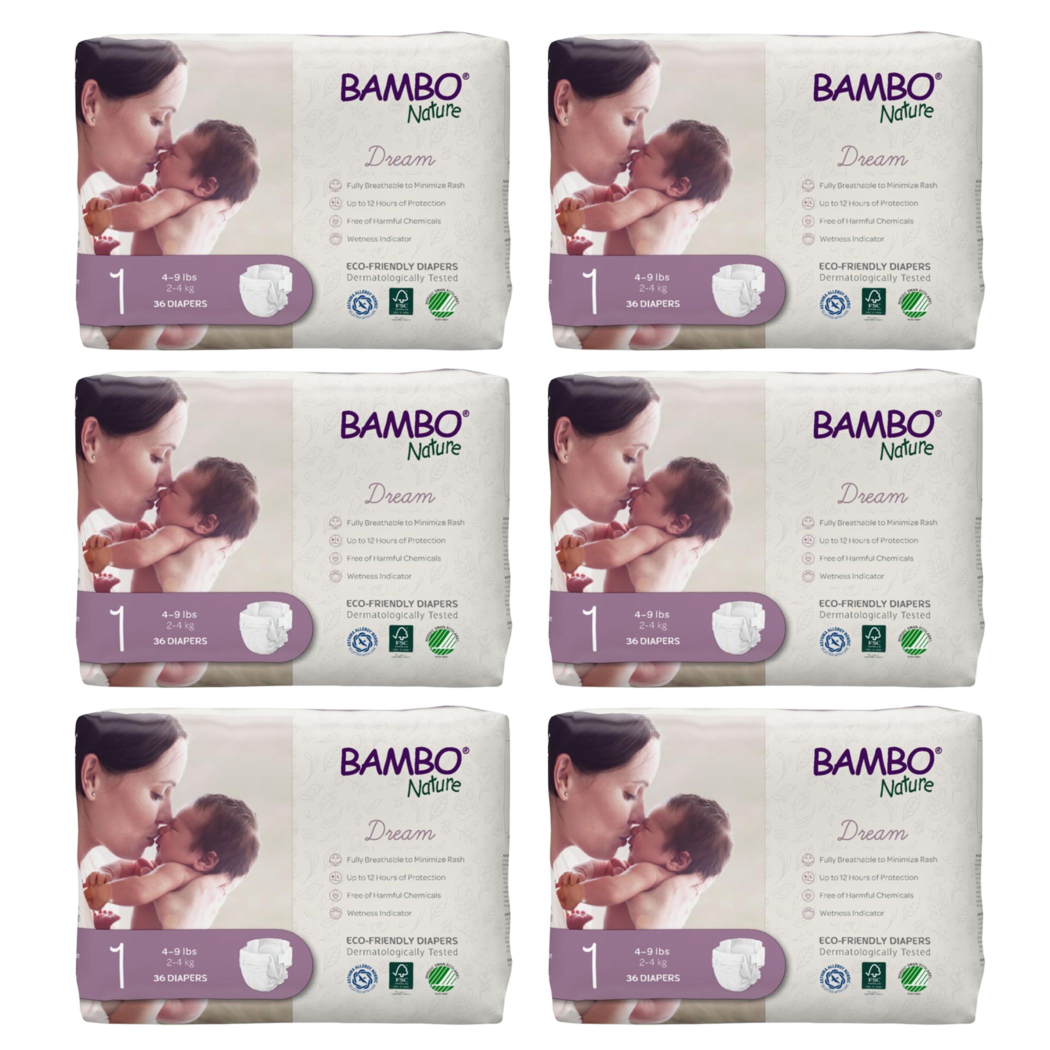 Bambo Nature - Eco-Friendly Diapers Mega Pack - Size 1, 2-4Kg - 216pcs