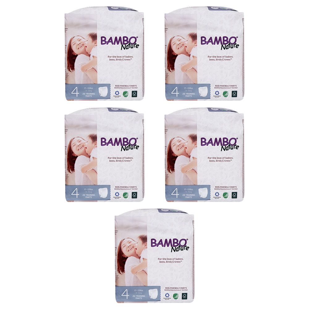 Bambo Nature - Eco-Friendly Diaper Pants, Size 4, 7-14kg 110 pcs, Mega Pack of 5