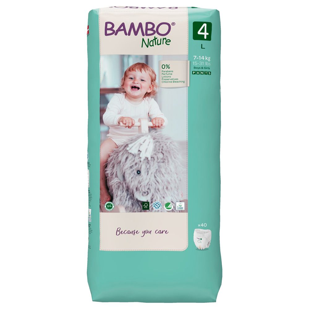 Bambo Nature - Eco-Friendly Diaper Pants - Size 4, 7-18Kg - 40pcs