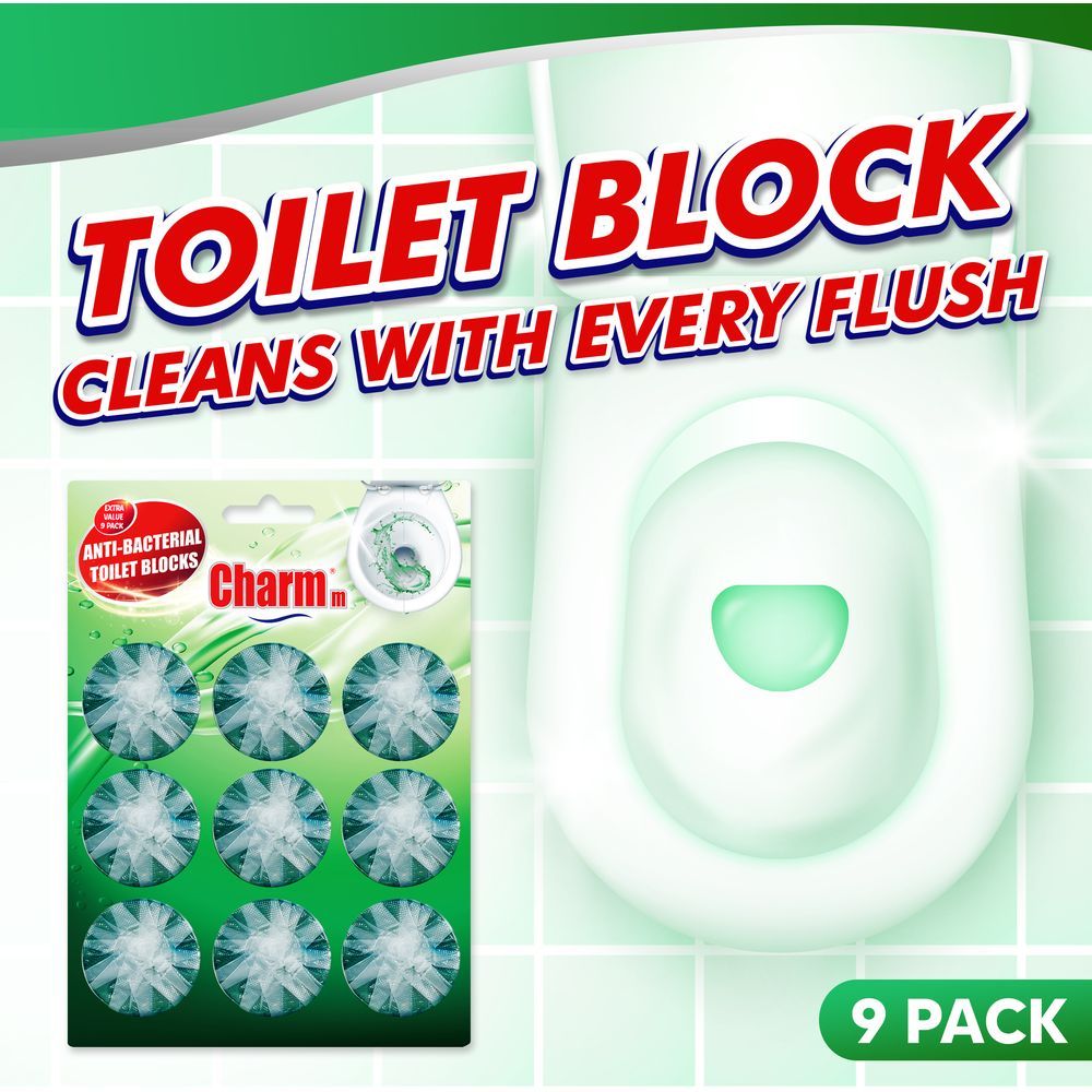 Charmm - Antibacterial Toilet Blocks Green - 9 Pcs