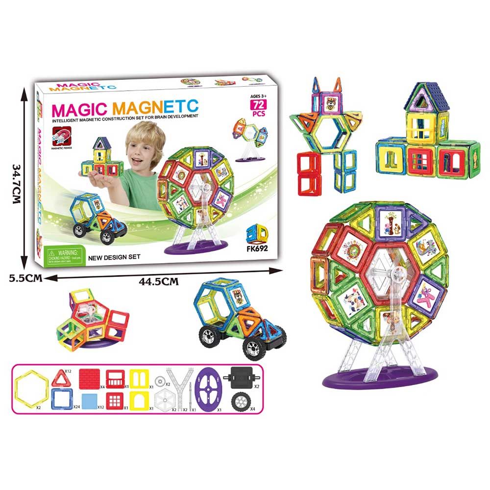 Highland - 72pcs 3D Magnetic Tiles Building Block Set