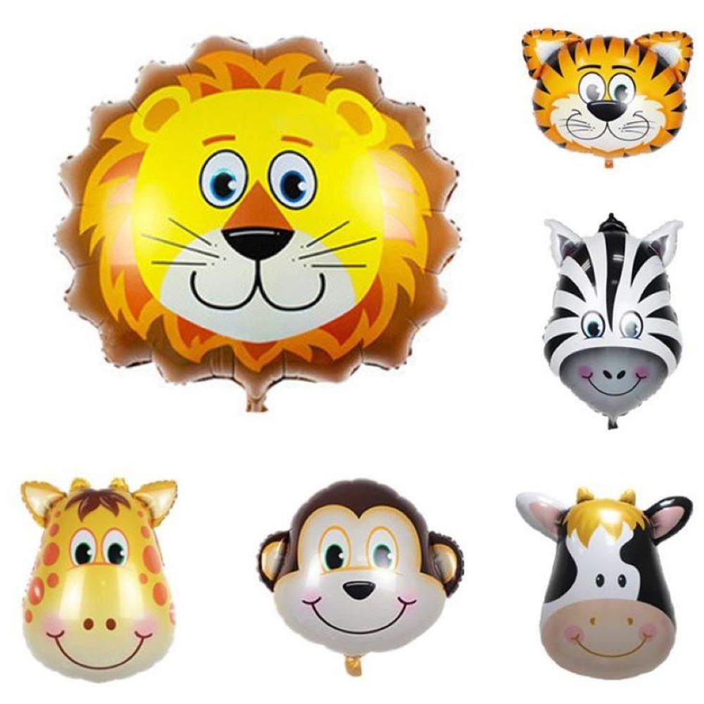 Highland - 6pcs Animal Foil Balloons for Jungle Theme Birthday Decoration