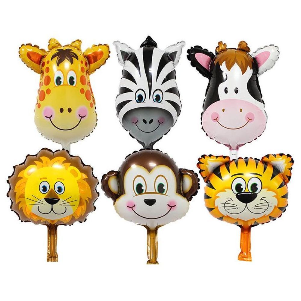 Highland - 6pcs Animal Foil Balloons for Jungle Theme Birthday Decoration