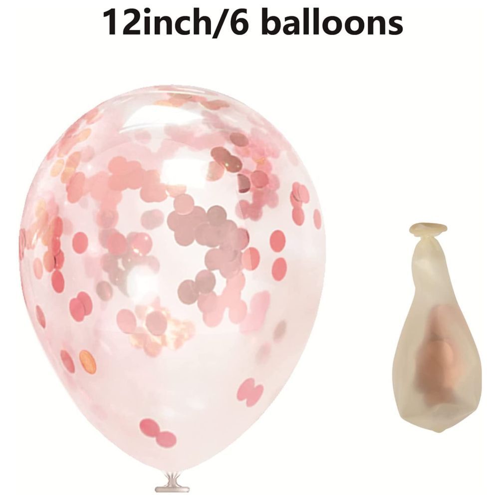 Highland - Pink Happy Birthday Banner & Rose Gold Confetti Balloon 9pc