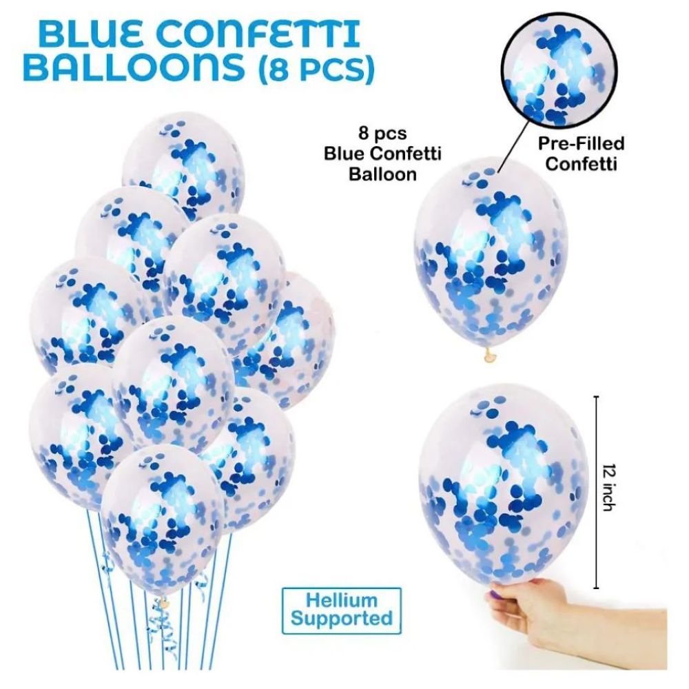 Highland - Blue Happy Birthday Banner & Confetti Balloon Set for Boy's 9pc