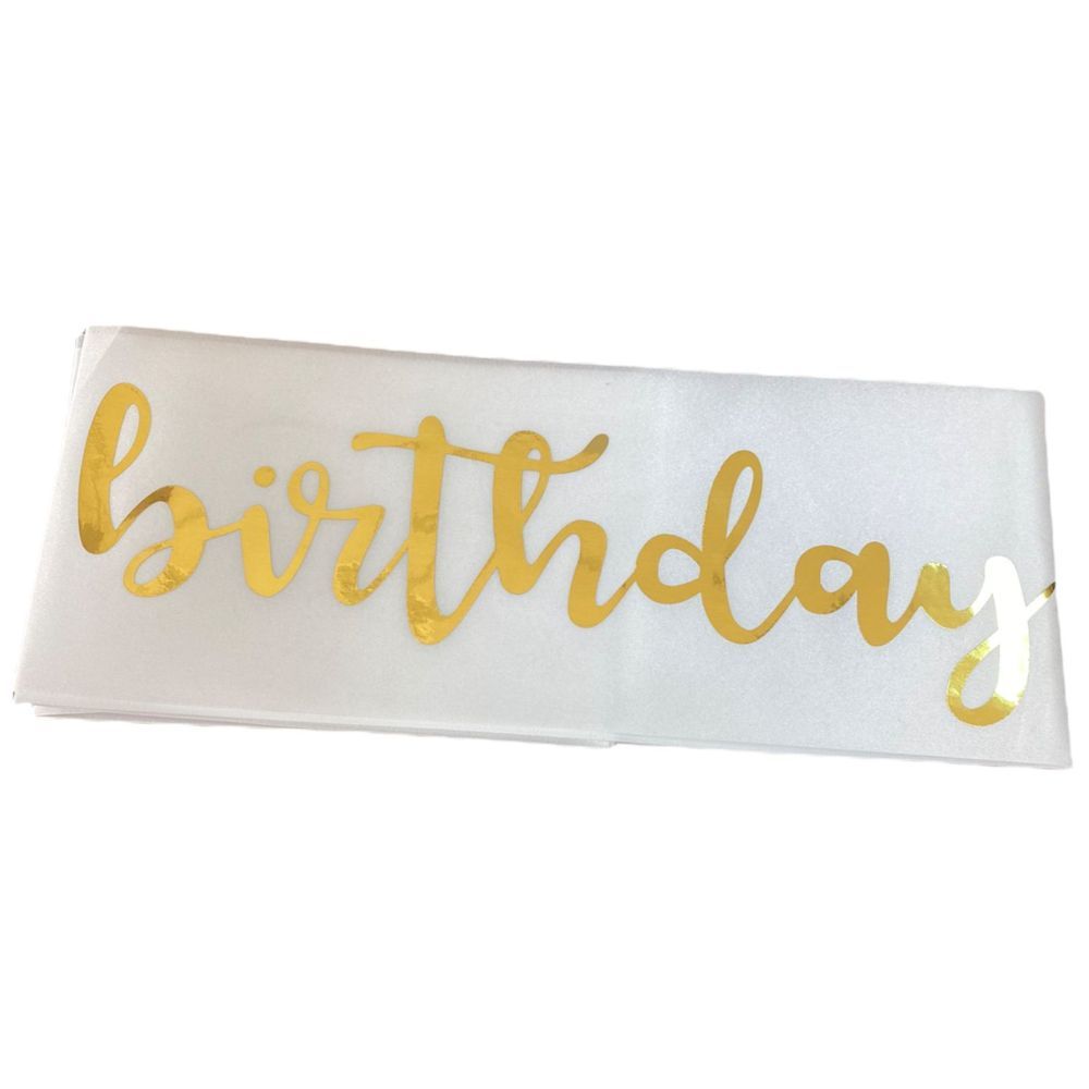 Highland - White and Gold Birthday Girl Sash - White