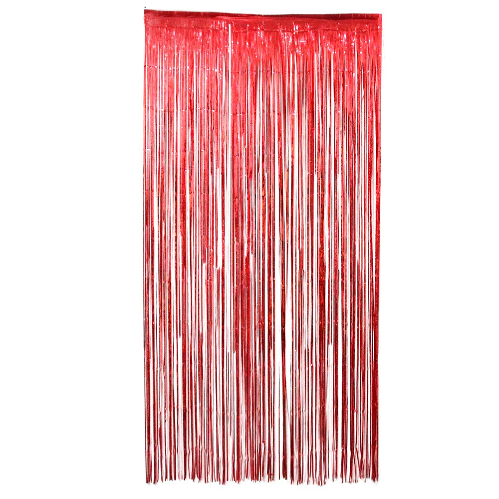 Highland - Red Metallic Foil Fringe Curtain 1pcs