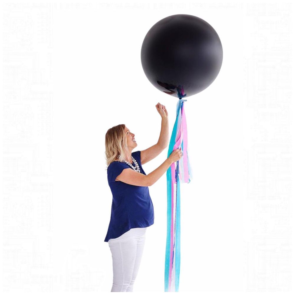 Highland - 36" Round Black Balloon With Blue Confetti for 