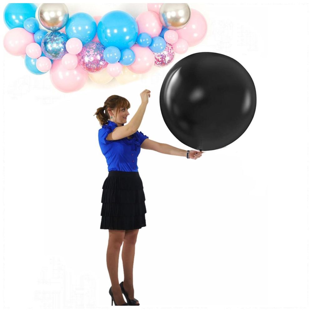 Highland - 36" Round Black Balloon With Blue Confetti for 