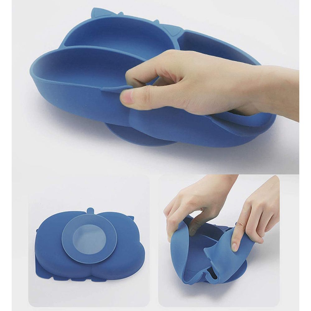 Highland - Blue Hippo Baby Plate & Utensils Feeding Set