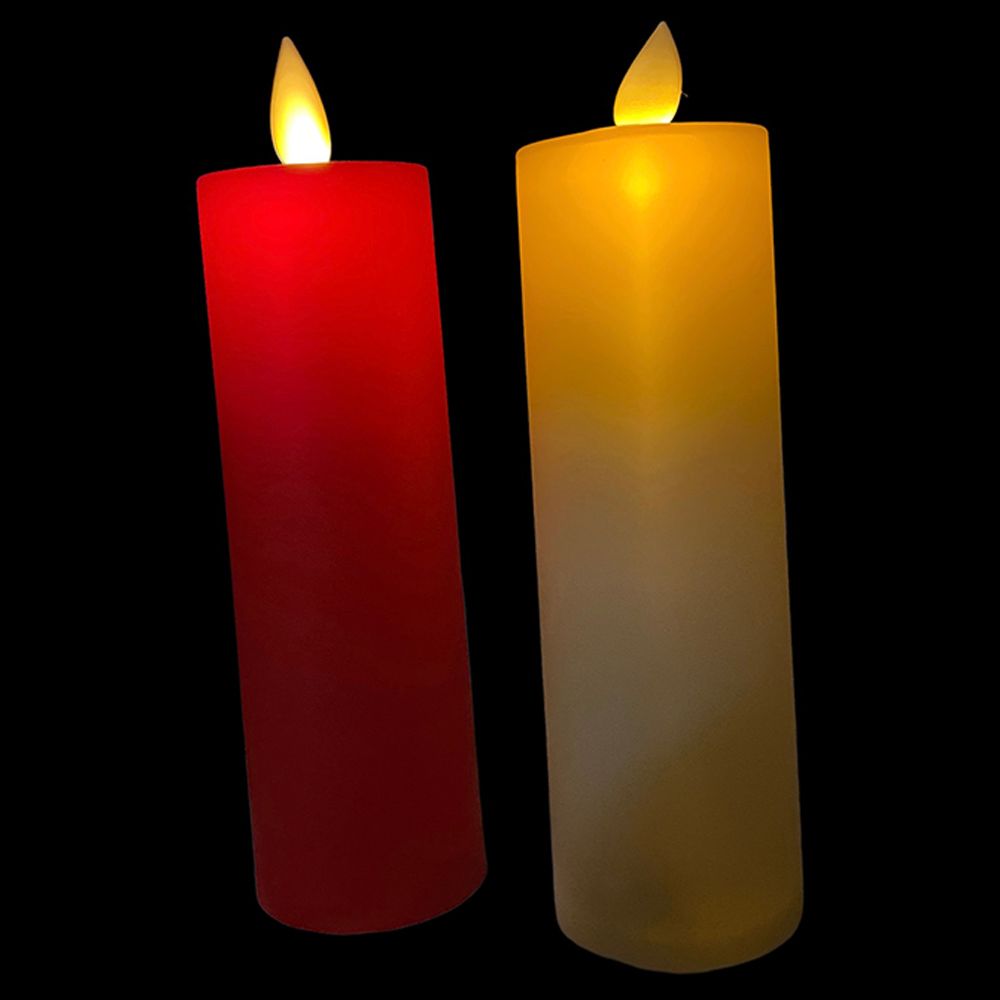 Highland - LED Flameless Christmas Candles - 2pc - Red/White