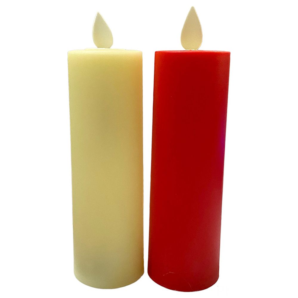 Highland - LED Flameless Christmas Candles - 2pc - Red/White