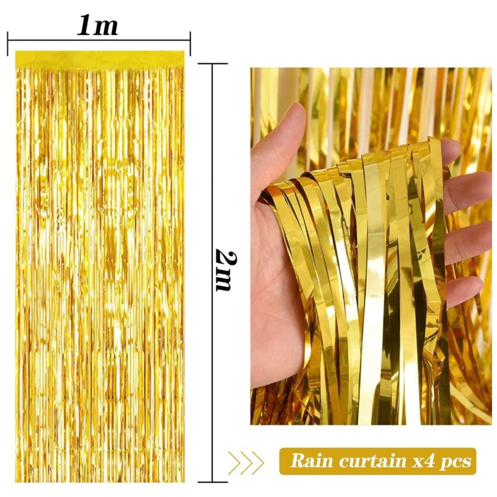 Highland - Golden Metallic Foil Fringe Curtain 4pcs