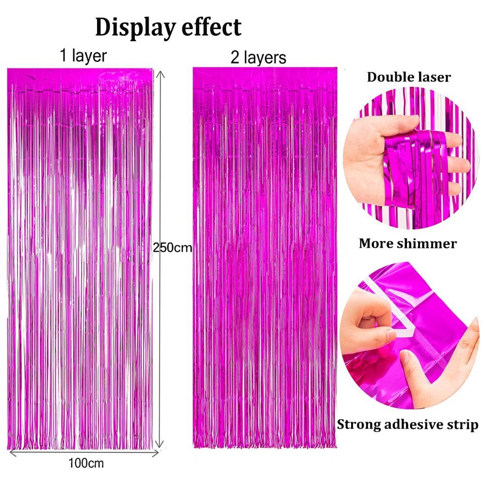 Highland - Pink Metallic Foil Fringe Curtain 1pcs