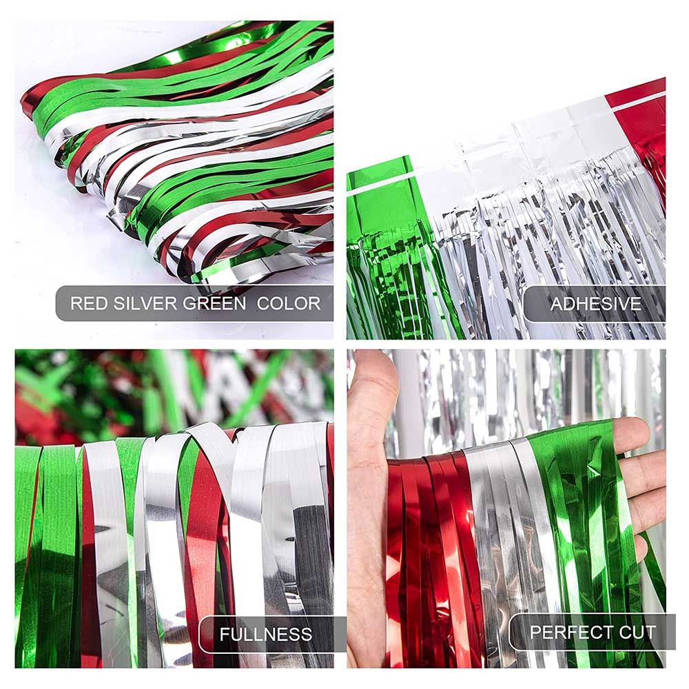 Highland - Foil Curtain Christmas Decors - Red/Green/Silver 