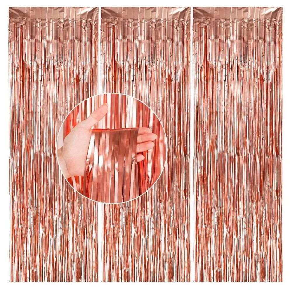 Highland - Rose Gold Metallic Foil Fringe Curtain 1pcs