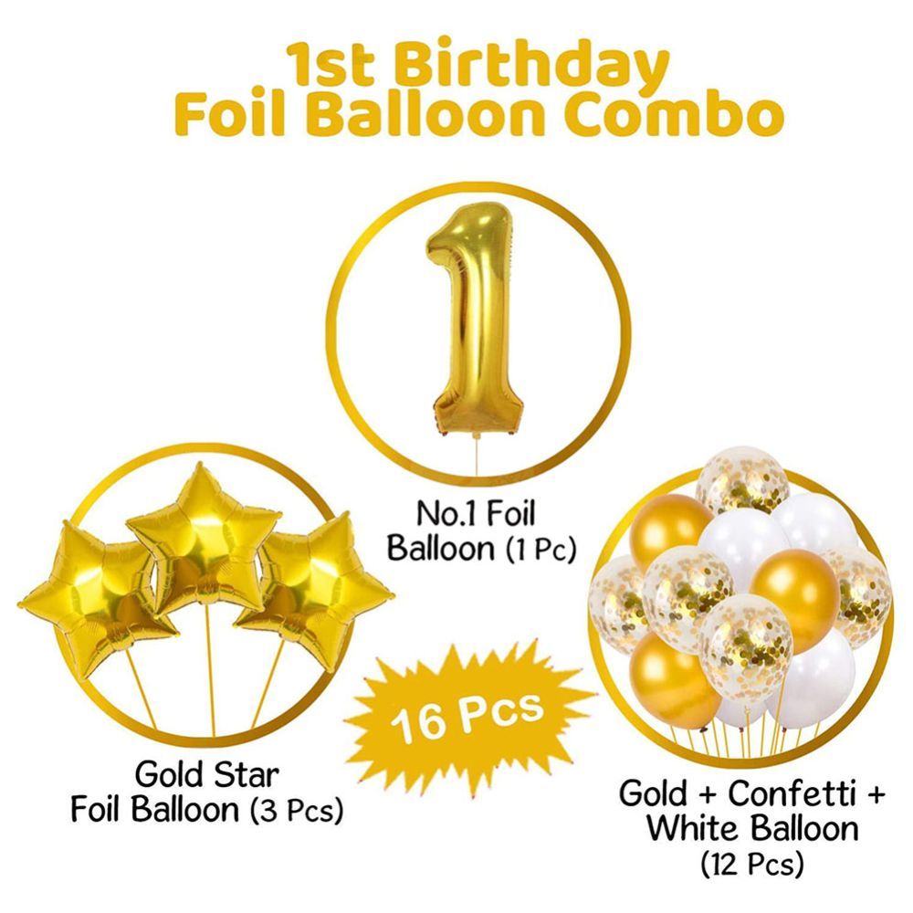 Highland - First Birthday Decoration Set for Boys & Girls - Gold Theme