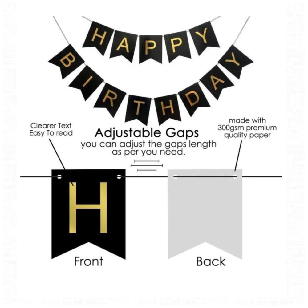 Highland - Black Happy Birthday Banner