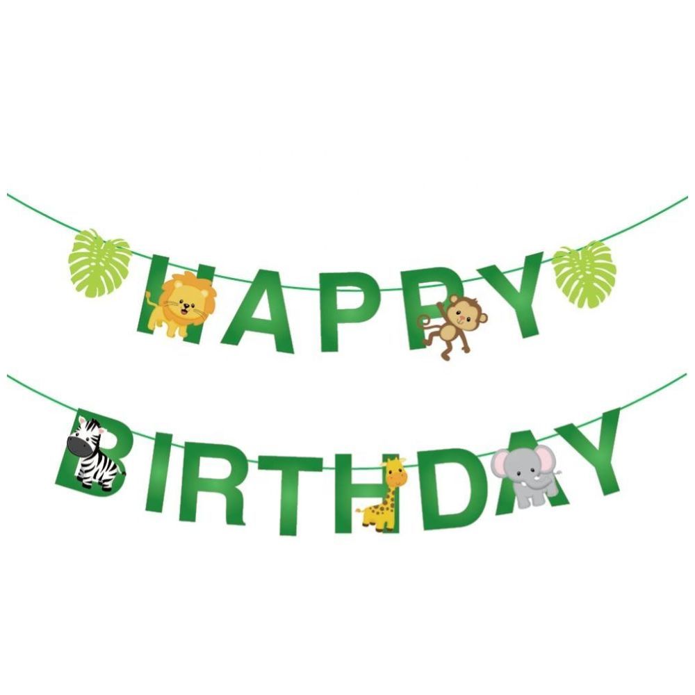 Highland - Jungle Theme Happy Birthday Banner 